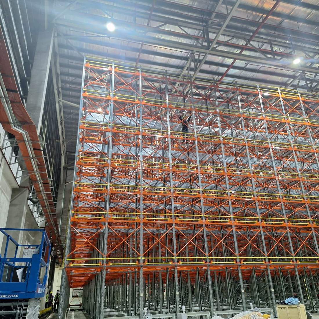 Completed high-bay racking structure